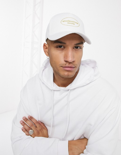 ASOS DESIGN baseball cap in white with branded embroidery