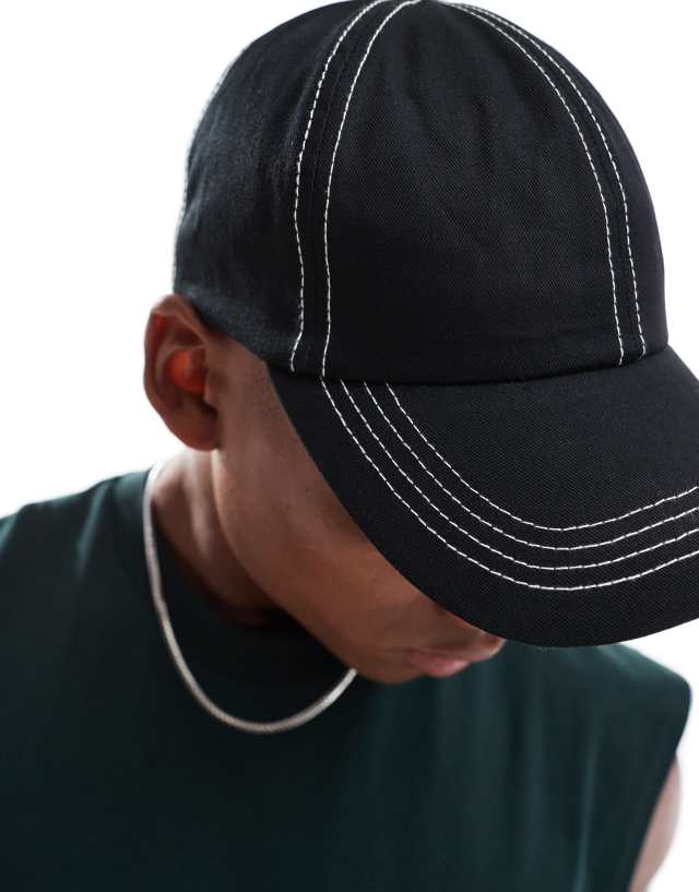 ASOS DESIGN - baseball cap with contrast stitch in black