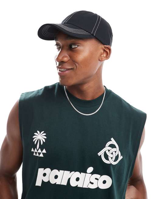 ASOS DESIGN baseball cap with contrast stitch in black | ASOS