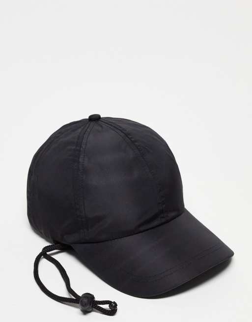 ASOS DESIGN nappa leather look cap in black