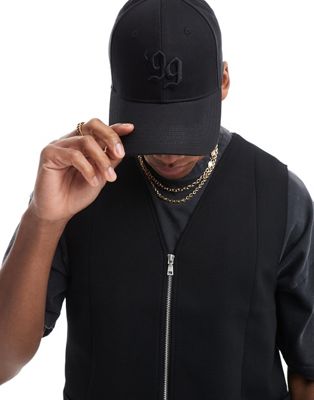 Asos Design Baseball Cap With Embroidery In Black