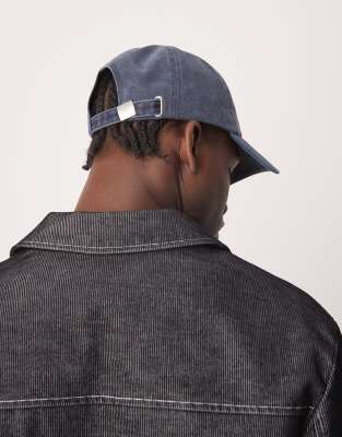 Asos Design Baseball Cap With Graphic In Blue