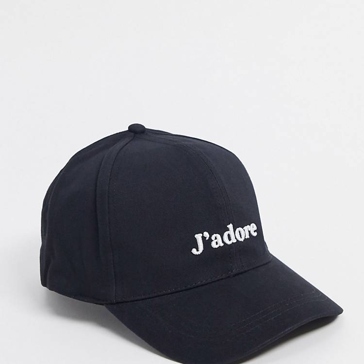 ASOS DESIGN baseball cap with J'adore logo in black