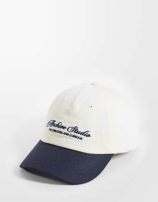 Asos Design Baseball Contrast Cap With Logo Graphic In Navy
