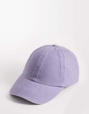 Asos Design Baseball Washed Cap In Purple