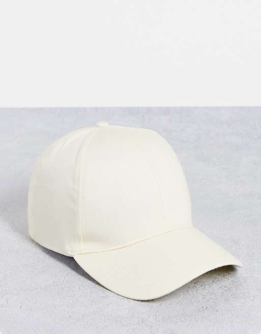 ASOS DESIGN – Baseballkappe aus Leinen in Ecru