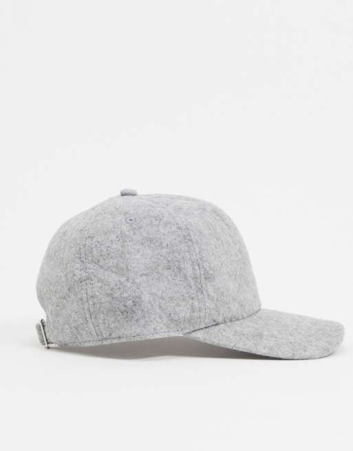 ASOS DESIGN - Baseballkasket i filt i grå, 2 af 4