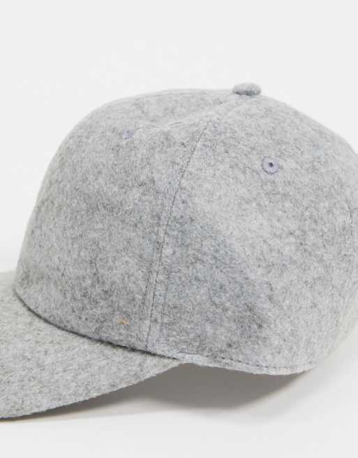 ASOS DESIGN - Baseballkasket i filt i grå, 3 af 4