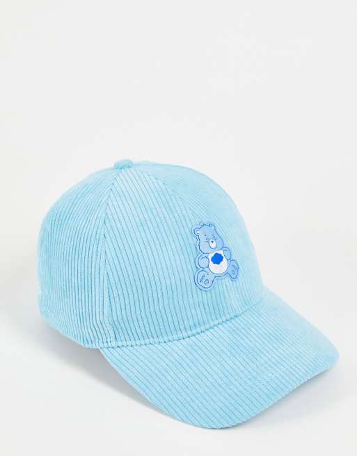 ASOS DESIGN - Baseballpet van corduroy met brede ribbels en troetelbeertjes in blauw