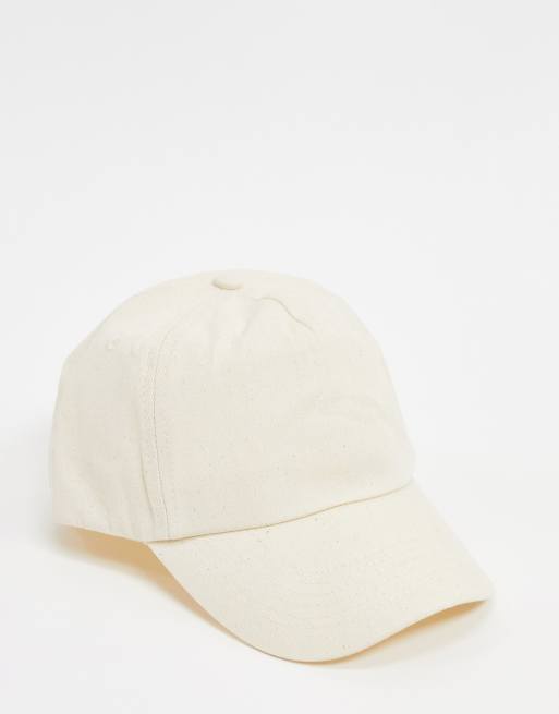 ASOS DESIGN – Basecap aus Stoff in gebrochenem Weiß