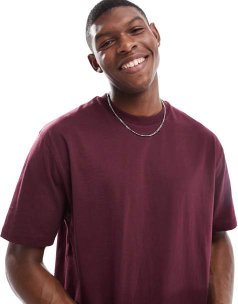 ASOS DESIGN essentials relaxed t-shirt in burgungy  
