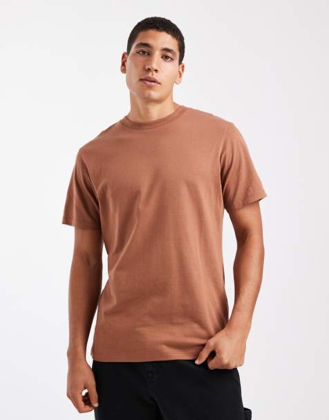 ASOS DESIGN – Basic – Brązowy T-shirt z okrągłym dekoltem - view 1