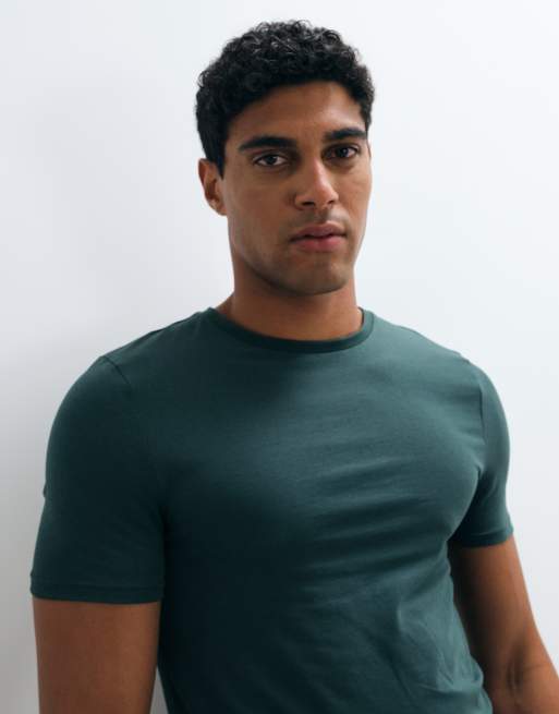 ASOS DESIGN – Basic – Ciemnozielony T-shirt o kroju podkreślającym sylwetkę, 4 z 5