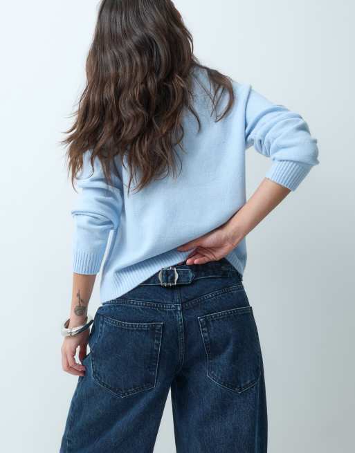 ASOS DESIGN basic crew neck jumper in pale blue, 4 of 4