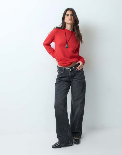 ASOS DESIGN basic crew neck jumper in red - view 1