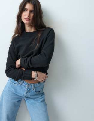 Asos Design Basic Crew Neck Sweater In Black