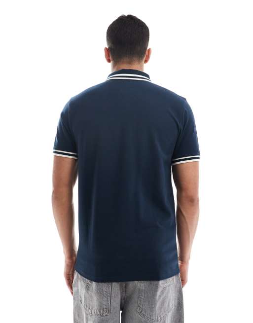 ASOS DESIGN – Basic – Granatowa koszulka polo z piki z białymi lamówkami, 2 z 4