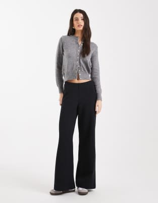 ASOS DESIGN - Basic-Hose aus Interlock-Jersey in Schwarz mit weitem Bein