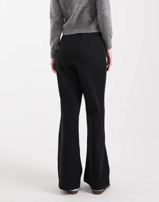 ASOS DESIGN - Basic interlock broek van jersey met wijde pijpen in zwart, 4 van 5