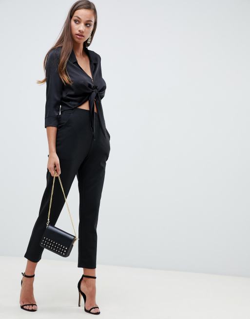 ASOS DESIGN basic jersey smart skinny pants in ponte | ASOS