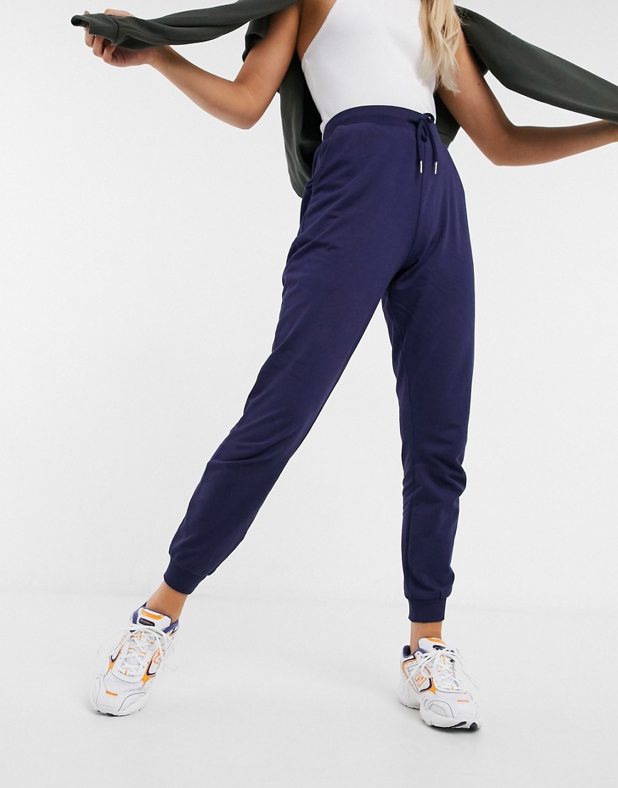 ASOS DESIGN basic jogger with tie in organic cotton in navy