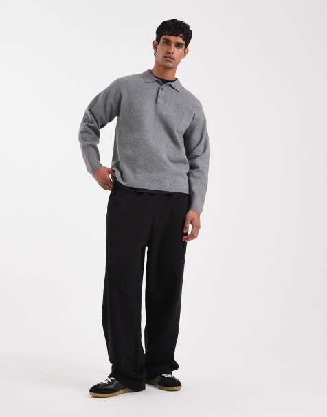 ASOS DESIGN – Basic-Jogginghose in Schwarz mit weitem Bein - view 1