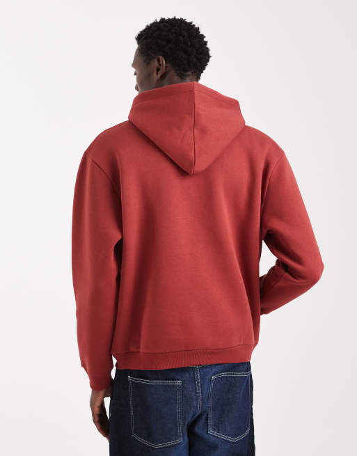 ASOS DESIGN – Basic-Kapuzenpullover im Relaxed-Fit-Stil in Rot, 3 von 5