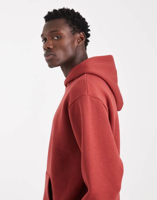 ASOS DESIGN – Basic-Kapuzenpullover im Relaxed-Fit-Stil in Rot, 4 von 5