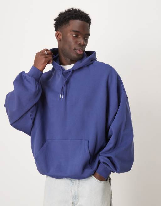 ASOS DESIGN Basic Kapuzenpullover in Blau mit extremem Oversize Schnitt