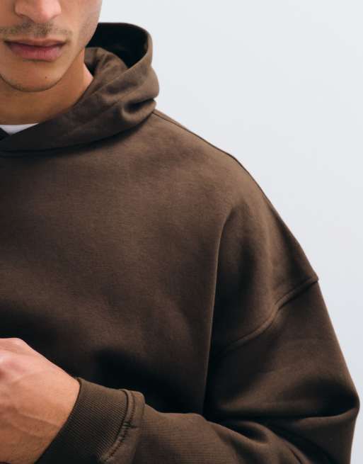 ASOS DESIGN – Basic-Kapuzenpullover in Braun mit Super-Oversize-Schnitt, 3 von 5