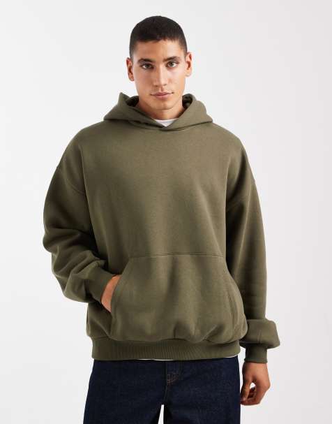 ASOS DESIGN – Basic-Kapuzenpullover in Grün mit Super-Oversize-Schnitt - view 1
