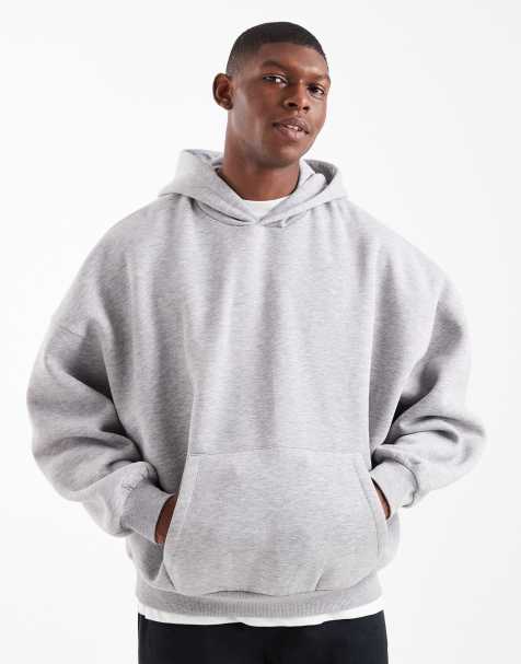 ASOS DESIGN – Basic-Kapuzenpullover in meliertem Grau mit Super-Oversize-Schnitt - view 1