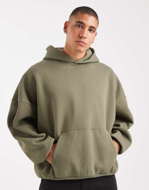 ASOS DESIGN – Basic-Kapuzenpullover in staubigem Olivgrün mit Super-Oversize-Schnitt - view 1