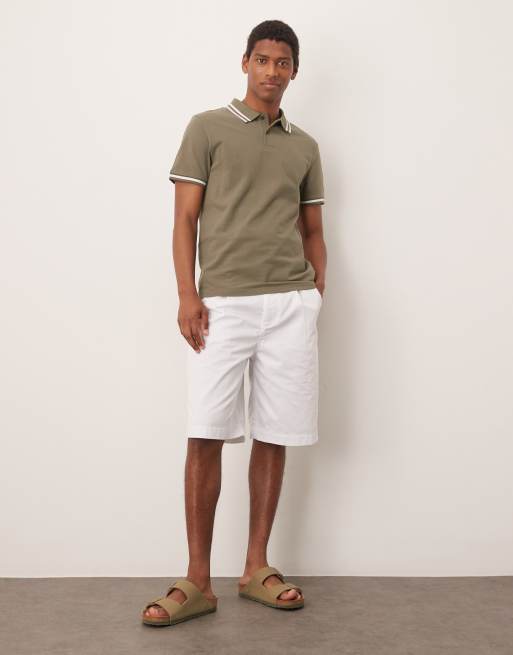 ASOS DESIGN – Basic – Koszulka polo z piki w kolorze khaki z białymi lamówkami  , 2 z 4