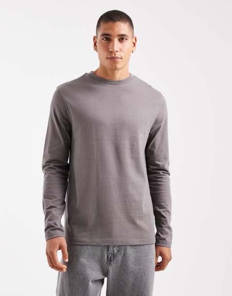 ASOS DESIGN – Basic-Langarmshirt in Anthrazit mit Regular-Fit-Schnitt - view 1