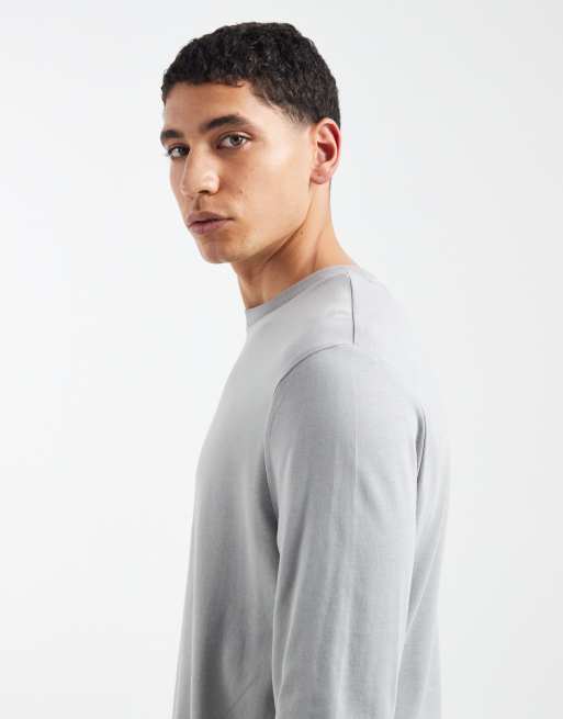 ASOS DESIGN – Basic-Langarmshirt in Grau mit Regular-Fit-Schnitt, 5 von 5