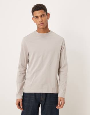 Basic-Langarmshirt in Grau mit Regular-Fit-Schnitt Grau S