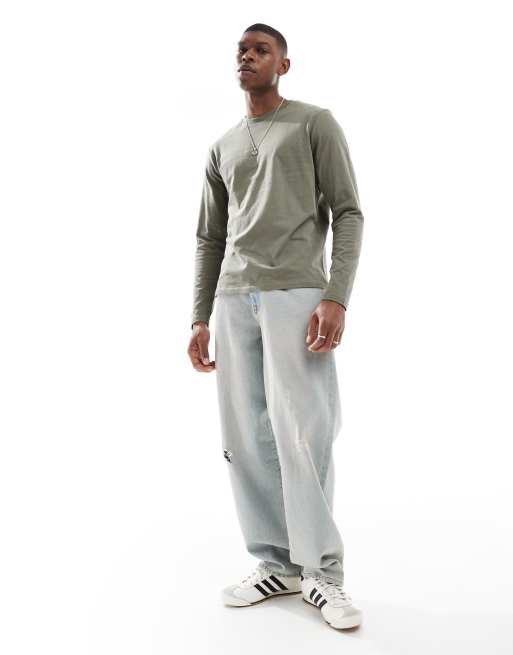 ASOS DESIGN – Basic-Langarmshirt in Khaki mit Regular-Fit-Schnitt     , 3 von 4