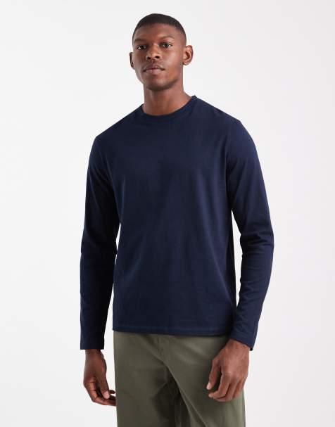 ASOS DESIGN – Basic-Langarmshirt in Marineblau mit Regular-Fit-Schnitt - view 1
