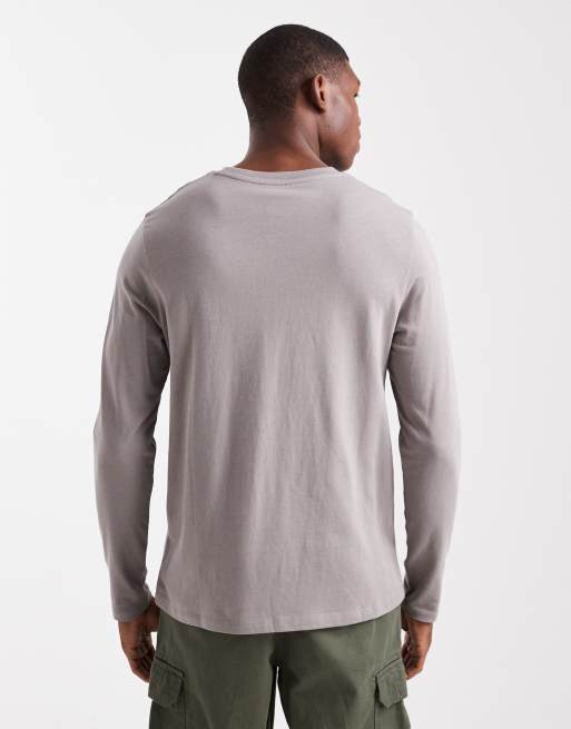 ASOS DESIGN – Basic-Langarmshirt in Steinbeige mit Regular-Fit-Schnitt, 5 von 5