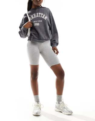 Asos Design Basic Legging Shorts In Heather Gray