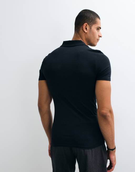 ASOS DESIGN - Basic muscle fit polo in zwart, 2 van 5