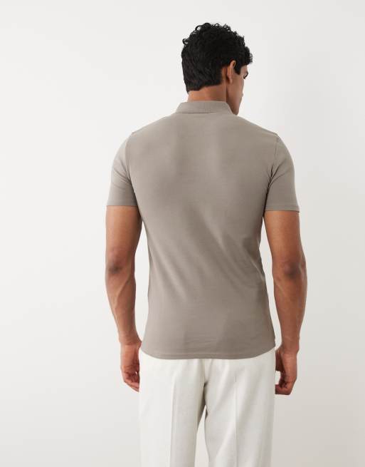 ASOS DESIGN - Basic - Muscle fit poloshirt in antracietgrijs piqué, 2 van 5