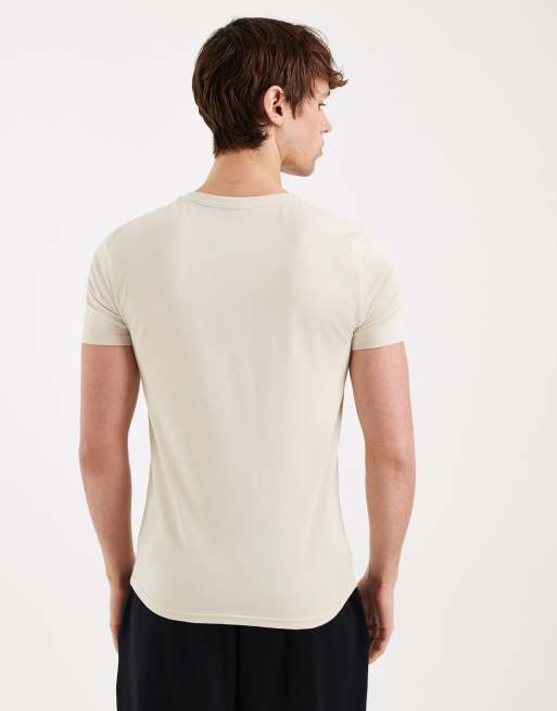 ASOS DESIGN - Basic muscle fit T-shirt in beige, 3 van 5