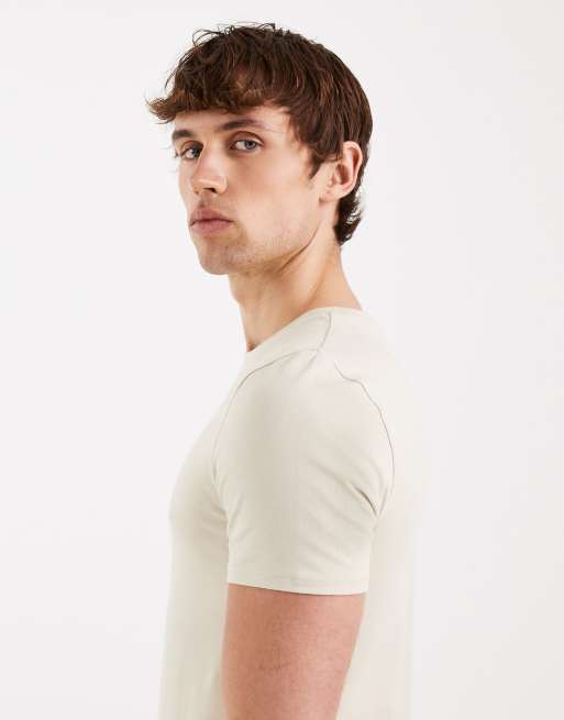 ASOS DESIGN - Basic muscle fit T-shirt in beige, 5 van 5