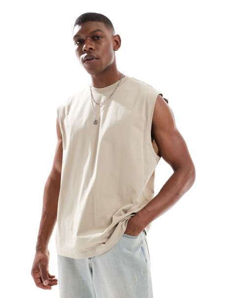 ASOS DESIGN - Basic oversized tanktop in stone - view 1