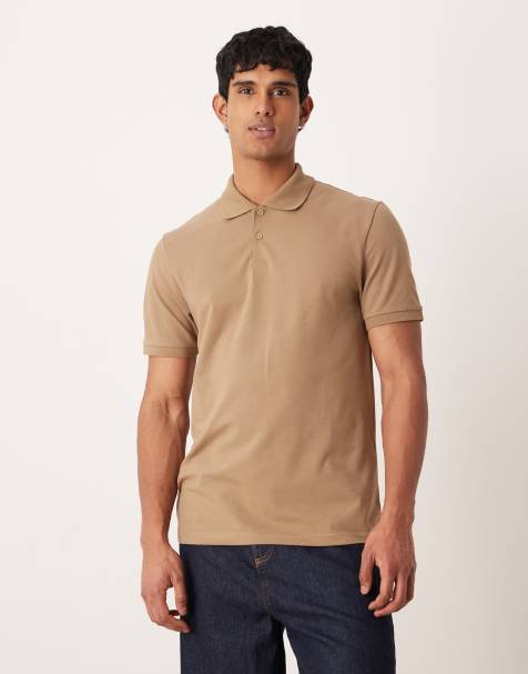 ASOS DESIGN – Basic-Polohemd aus Pikee in Braun mit Regular-Fit-Schnitt - view 1