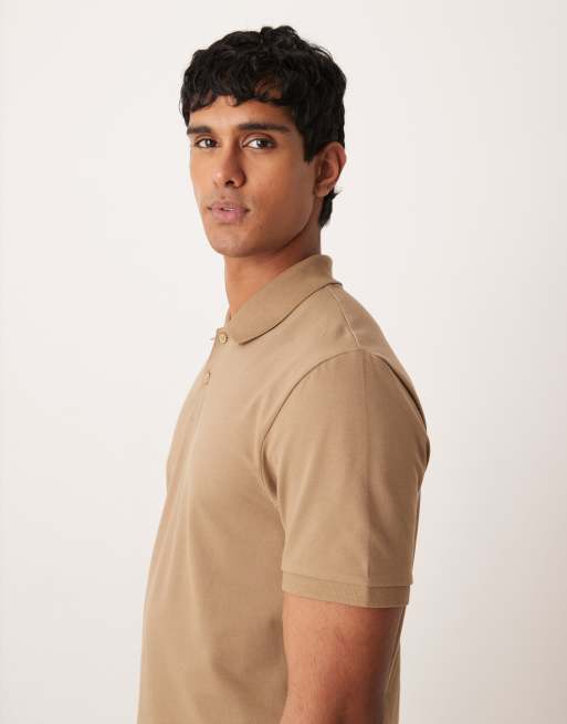 ASOS DESIGN – Basic-Polohemd aus Pikee in Braun mit Regular-Fit-Schnitt, 4 von 5