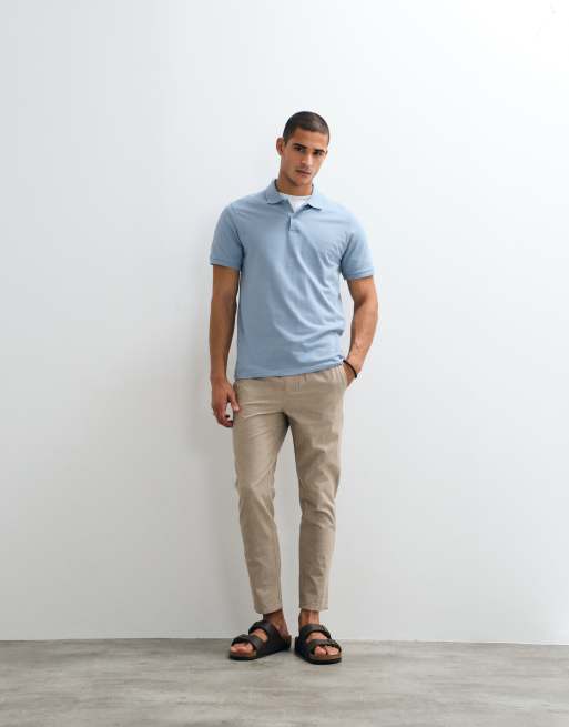 ASOS DESIGN – Basic-Polohemd aus Pikee in Hellblau mit Regular-Fit-Schnitt, 4 von 9