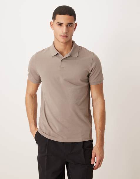 ASOS DESIGN – Basic-Polohemd aus Pikee in Steinbeige mit Regular-Fit-Schnitt - view 1